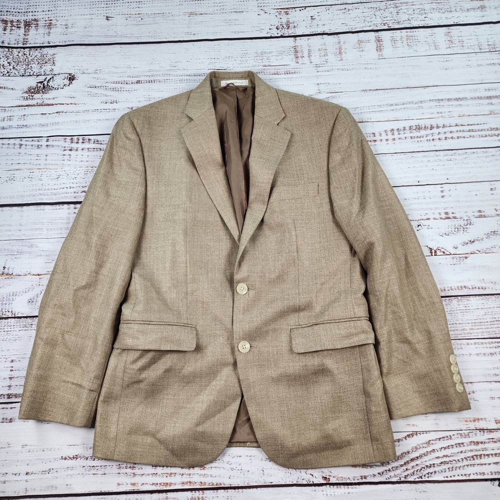 Lauren Ralph Lauren Sport Coat Mens 36S Tan Linen Blend Two Button Blazer
